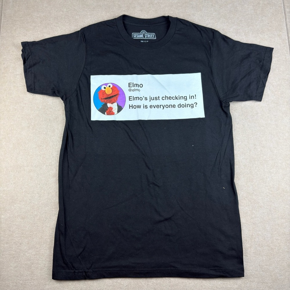 Sesame Street Elmo Graphic T-Shirt Mens S Black Funny Quote Tee‎